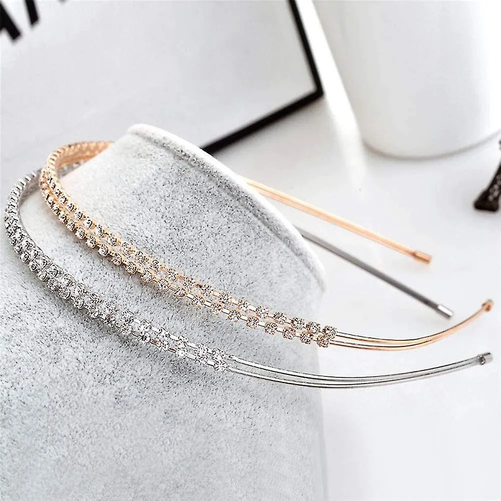 1 Pc Fashion Double Row Fine Encrusted Rhinestone Claw Chain Hair Hoop Hair Bands - Simple Hair Accessories Headband For Woman L