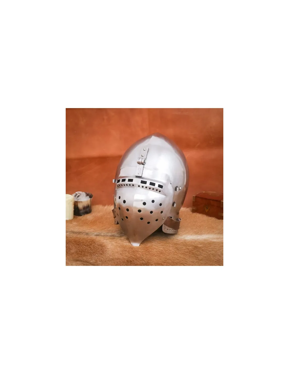 Bacinete medieval tardío con visor, Battle Ready