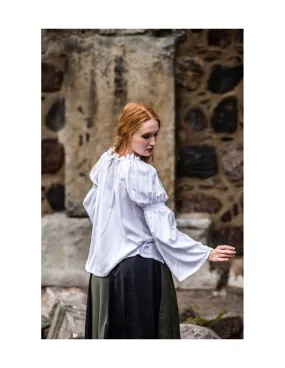 Blusa medieval clásica modelo Emma, color blanco