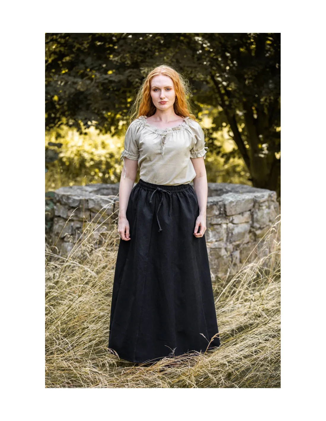 Blusa medieval con lazos modelo Otillia, cáñamo