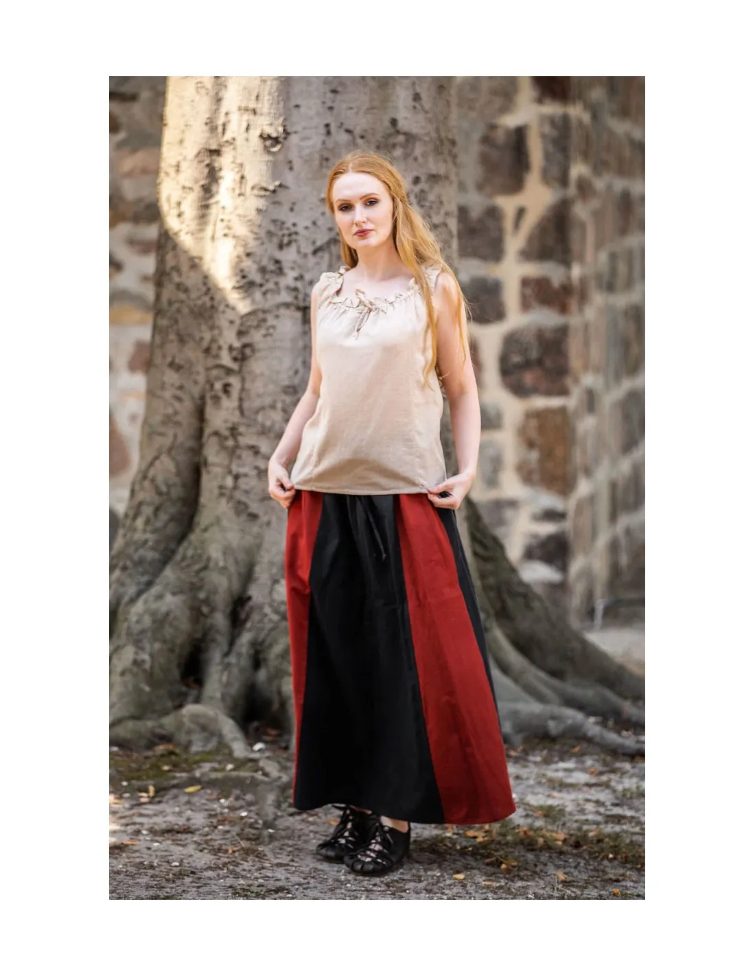 Blusa medieval sin mangas Adele, blanco natural