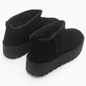 Botas australianas con plataforma y pelo suave mujer color negro