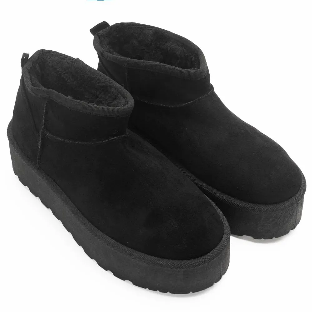 Botas australianas con plataforma y pelo suave mujer color negro