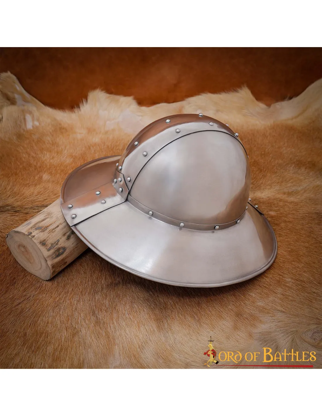 Casco medieval Kettle con forro cuero genuino.