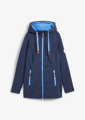 Chaqueta polar con capucha Azul marino jaspeado