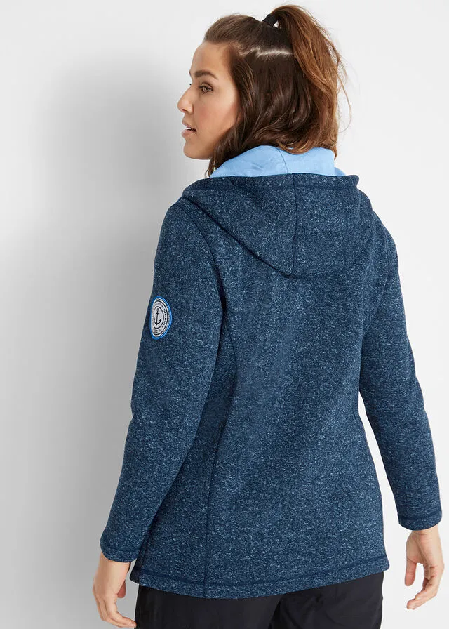 Chaqueta polar con capucha Azul marino jaspeado