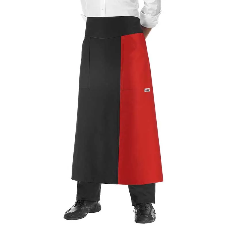 Delantal francés negro combinado rojo - Egochef