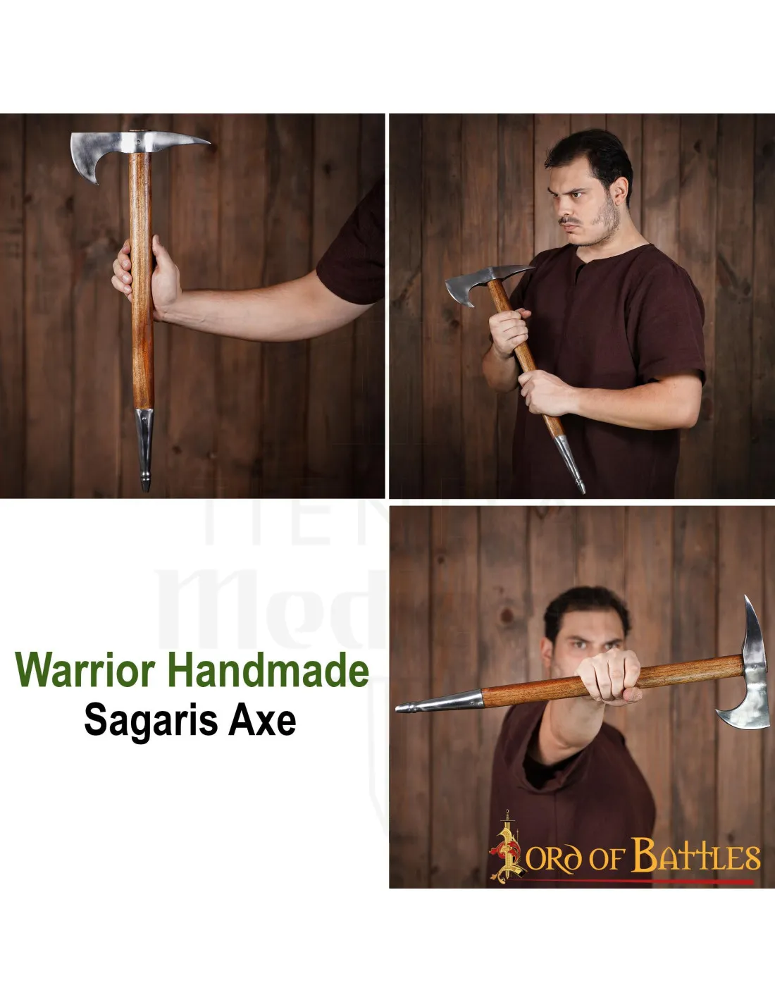 Hacha medieval de acero al carbono, modelo Warrior Sagaris