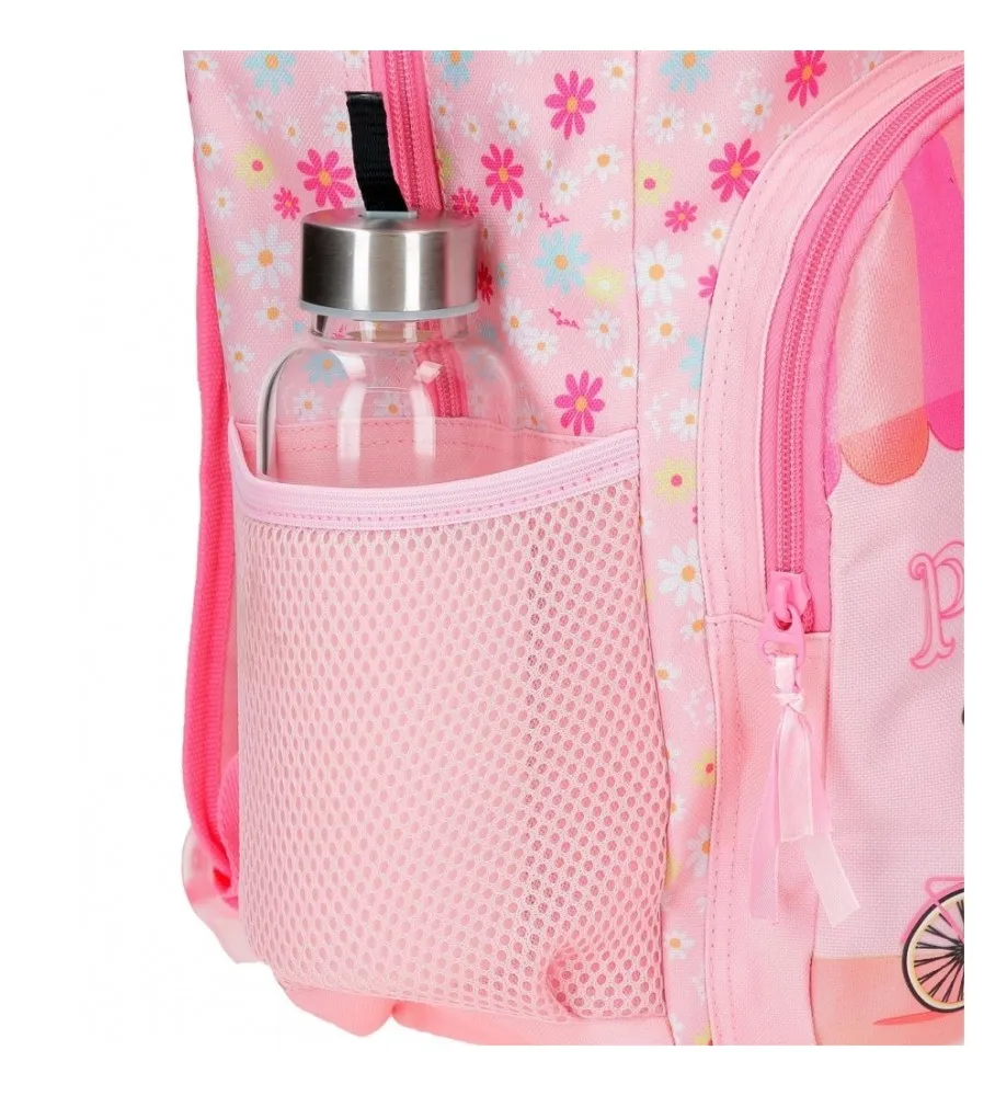 Mochila 42cm Roll Road Coffee shop con carro rosa