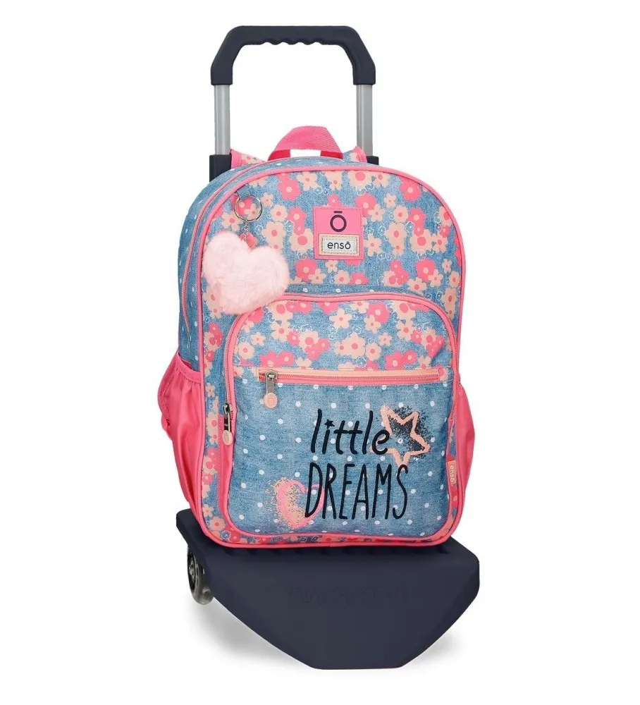 Mochila escolar Little Dreams 38 cm con carro rosa