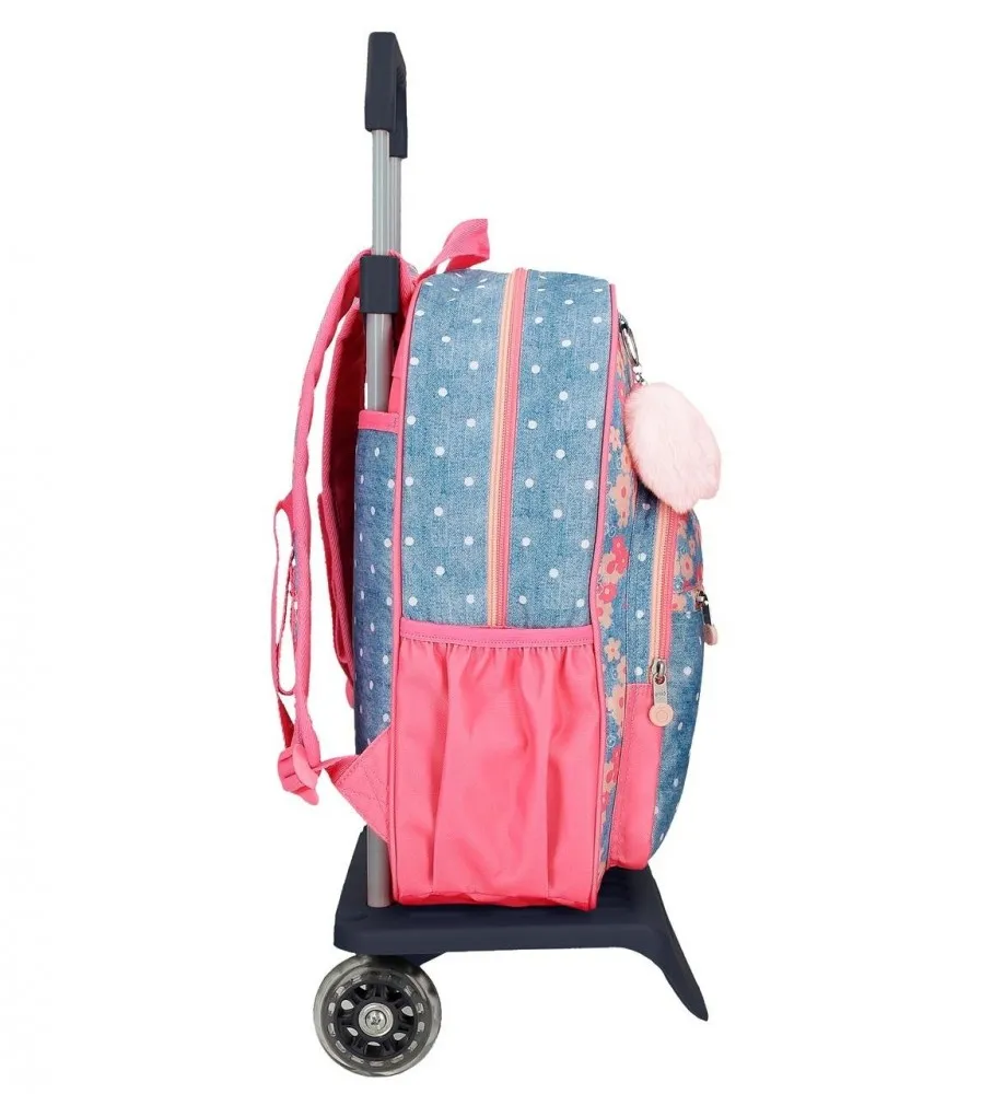 Mochila escolar Little Dreams 38 cm con carro rosa