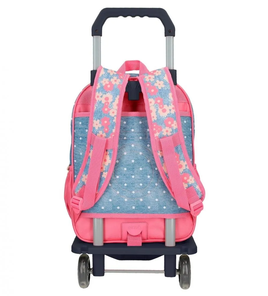 Mochila escolar Little Dreams 38 cm con carro rosa