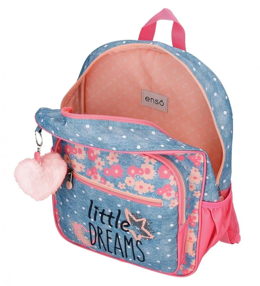 Mochila escolar Little Dreams 38 cm con carro rosa