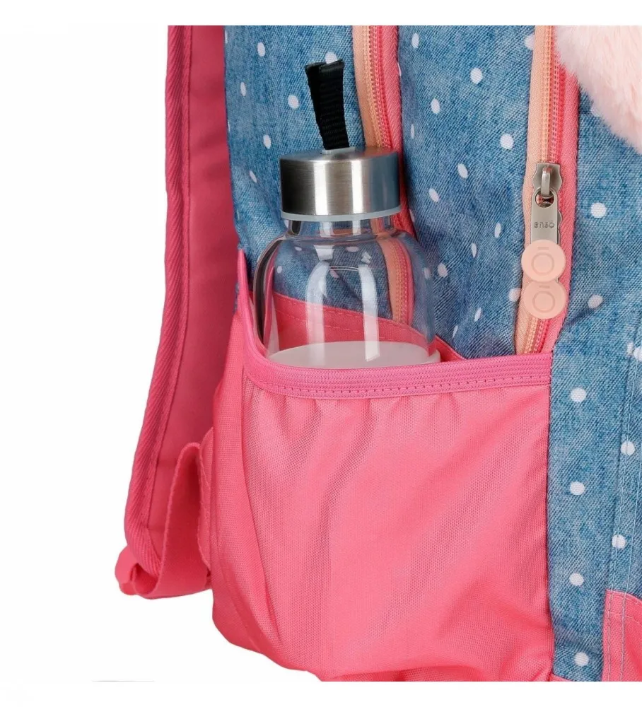 Mochila escolar Little Dreams 38 cm con carro rosa