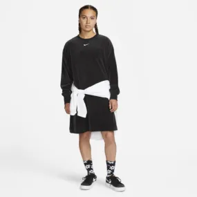 Nike Velour Long-Sleeve Crew-Neck Dress