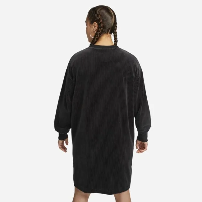 Nike Velour Long-Sleeve Crew-Neck Dress