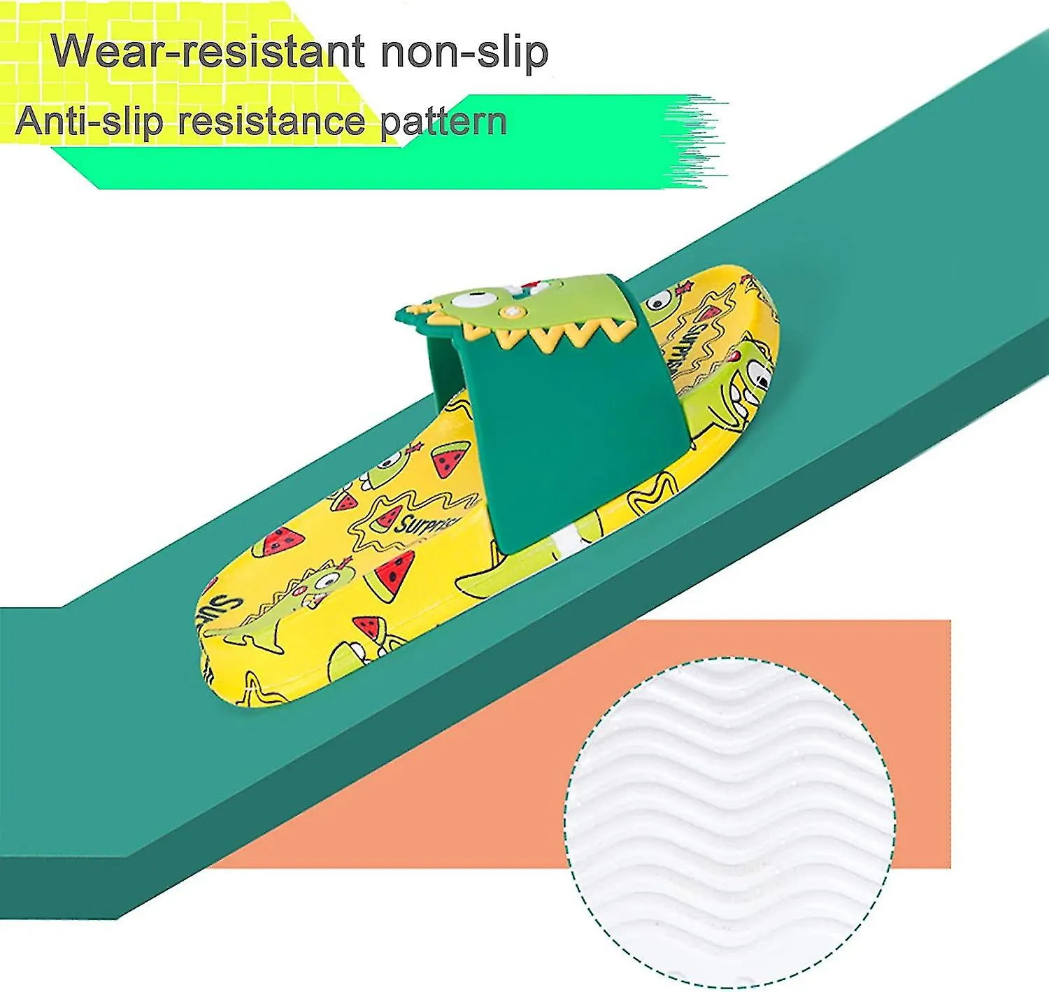 Niños Dinosaurio Slide Sandalias Antideslizantes Verano Playa Zapatos de Agua Niños Niñas Ducha Piscina Zapatillas Zapato Tacto 