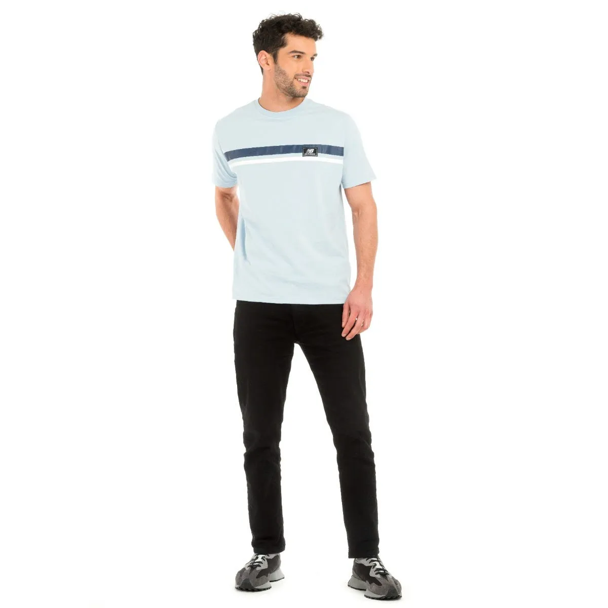 Polera Lifestyle Hombre New Balance Celeste