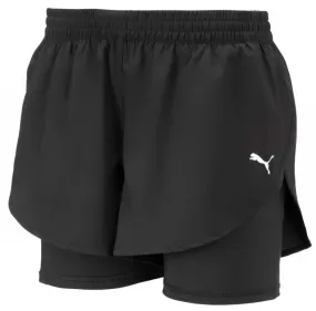 Puma Pantalón Corto con Malla 2 in 1 Run Short Mujer Negro