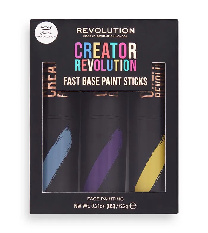 Revolution - *Creator* - Maquillaje artístico en sticks Fast Base Paint Sticks - Celeste, morado y amarillo