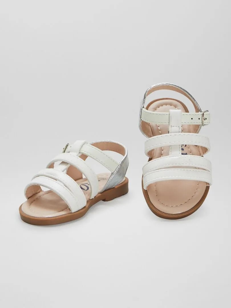 Sandalias con tiras reflectantes - BLANCO