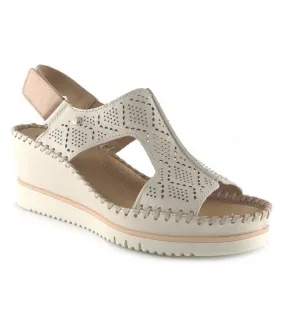 Sandalias de cuña en blanco de mujer