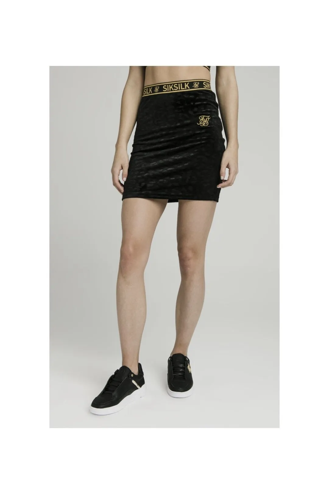 SIKSILK Falda terciopelo color negro