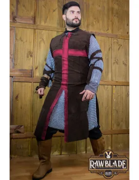 Tabardo medieval de los cruzados - Marrón y Rojo