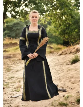 Vestido Medieval Leonor en negro con capucha