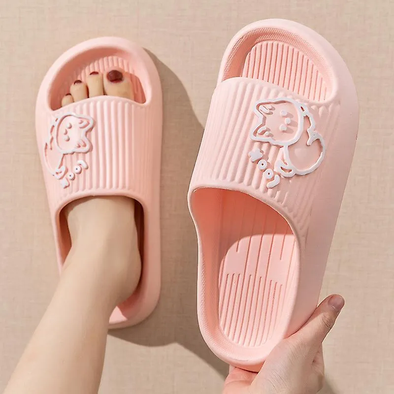 Zapatillas de baño de ducha Mujeres Hombres Plataforma gruesa Oso plano Gato Zapatilla de dibujos animados Chanclas Sandalias de