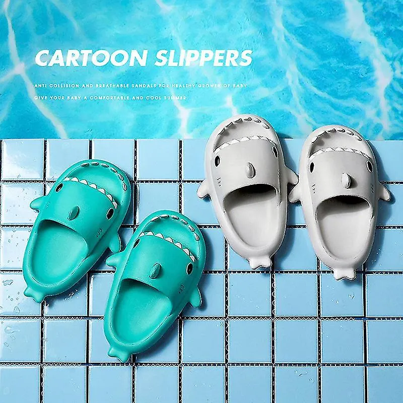 Zapatillas de tiburón 3d Ducha antideslizante Zapatillas de baño Sandalias suaves de verano para niñas y niños