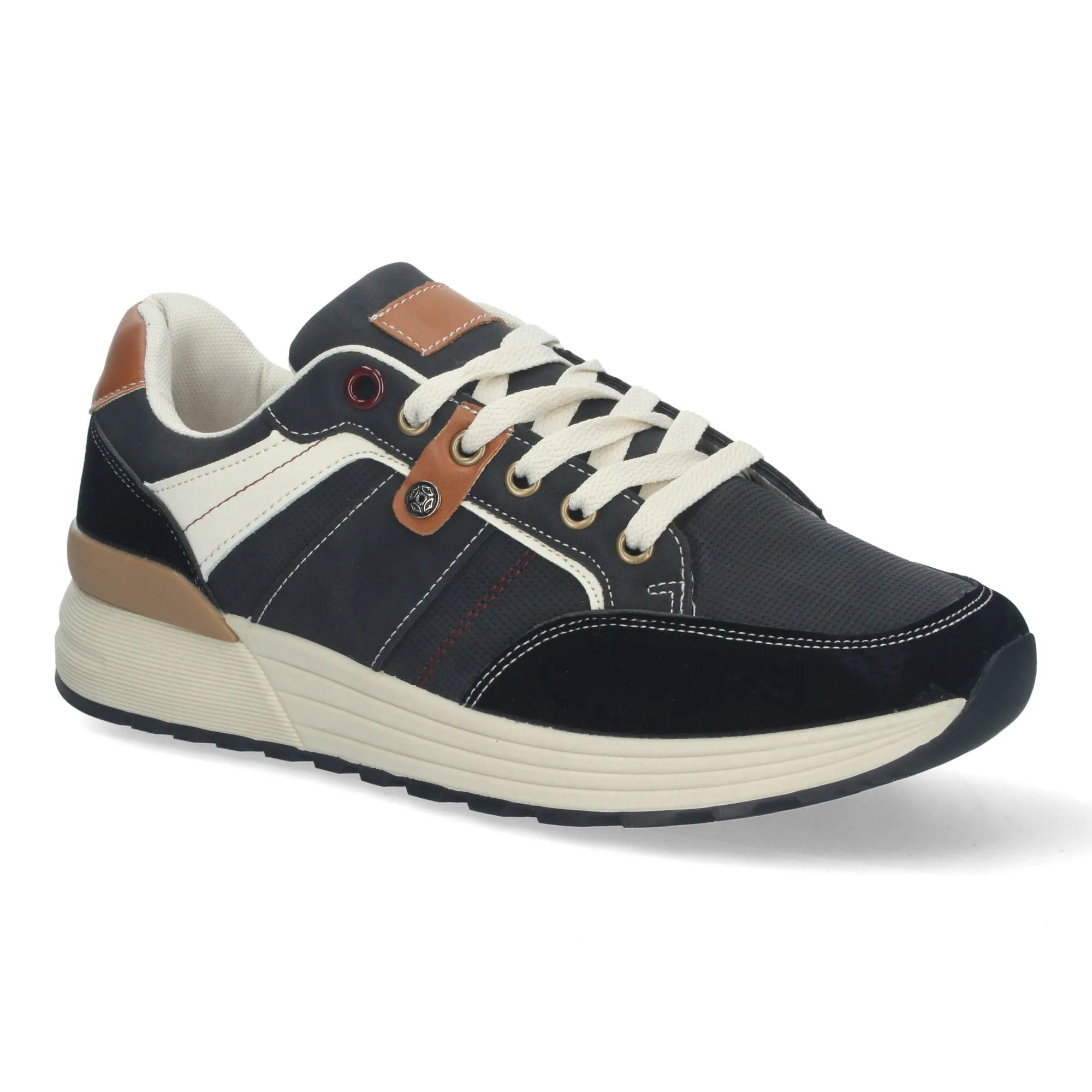 Zapatillas sneakers cómodas para hombre color negro FC-59